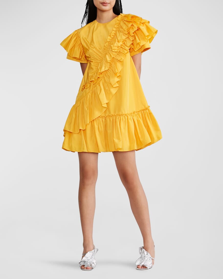 

Многоуровневое мини-платье Babydoll с рюшами Zac Posen