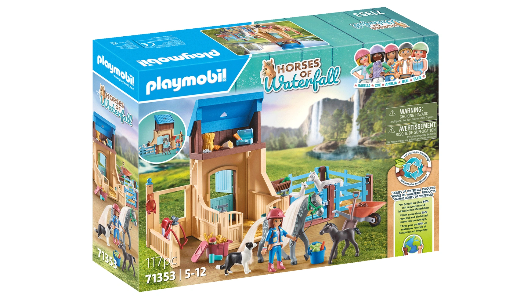 Лошади водопада амелия и шепот с будкой для лошади Playmobil