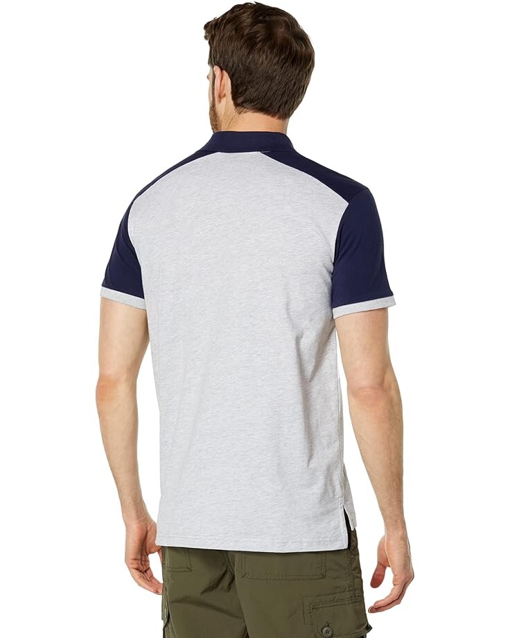 

Поло U.S. POLO ASSN. Slim Fit Chest Stripe Color-Block Polo, цвет Light Grey/Navy