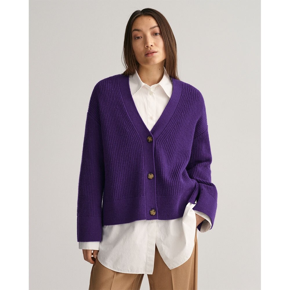 

Кардиган Gant Wool Ribbed, фиолетовый