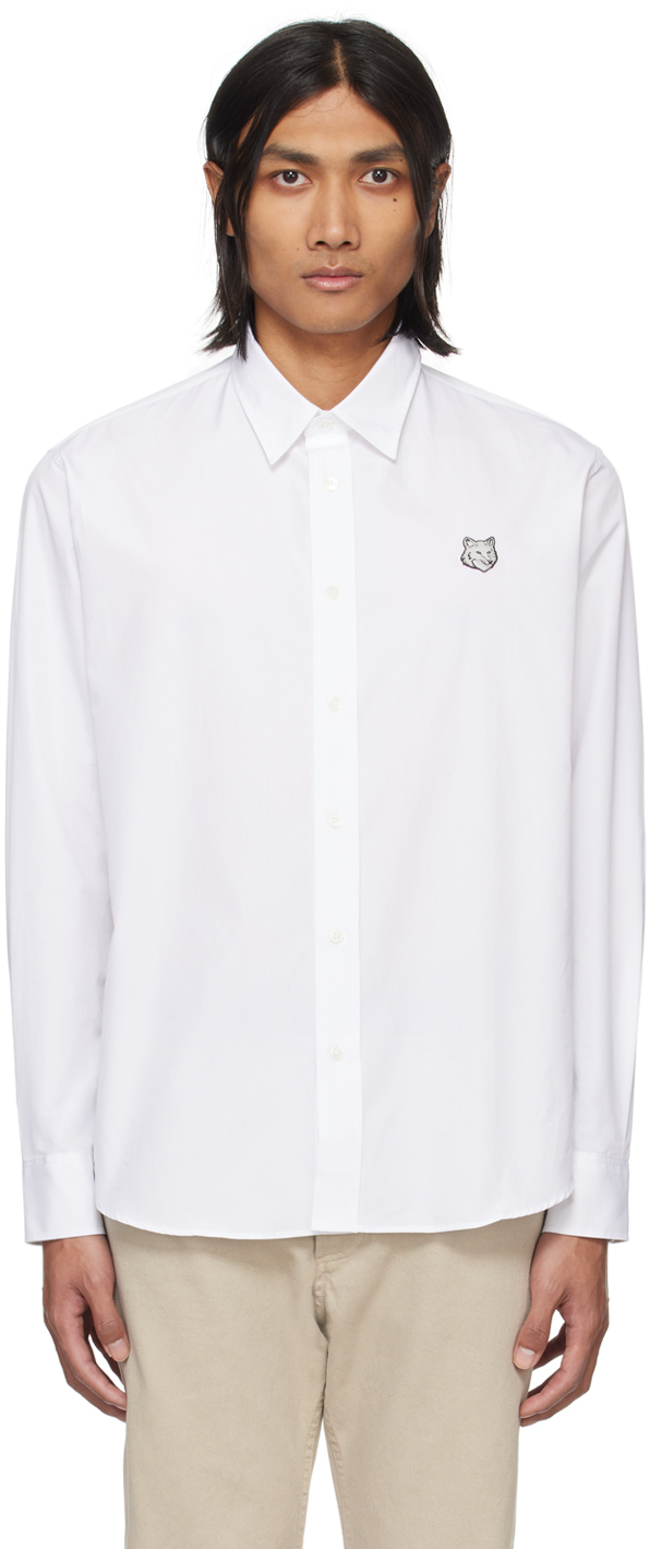 Белая рубашка с головой лисы Maison Kitsune цена и фото