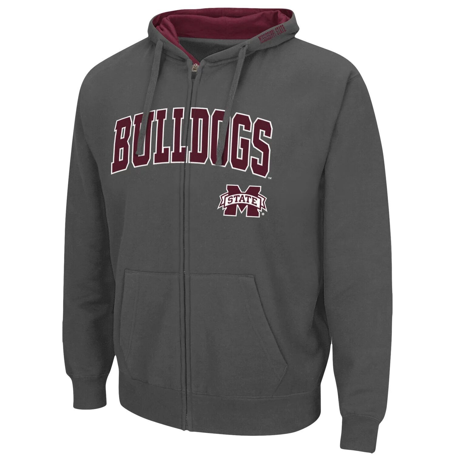 

Мужская толстовка с молнией во всю длину Colosseum Charcoal Mississippi State Bulldogs Arch & Logo 3.0