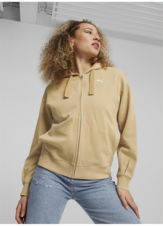 

Кремовая женская куртка на молнии с капюшоном Puma, Бежевый, Кремовая женская куртка на молнии с капюшоном Puma