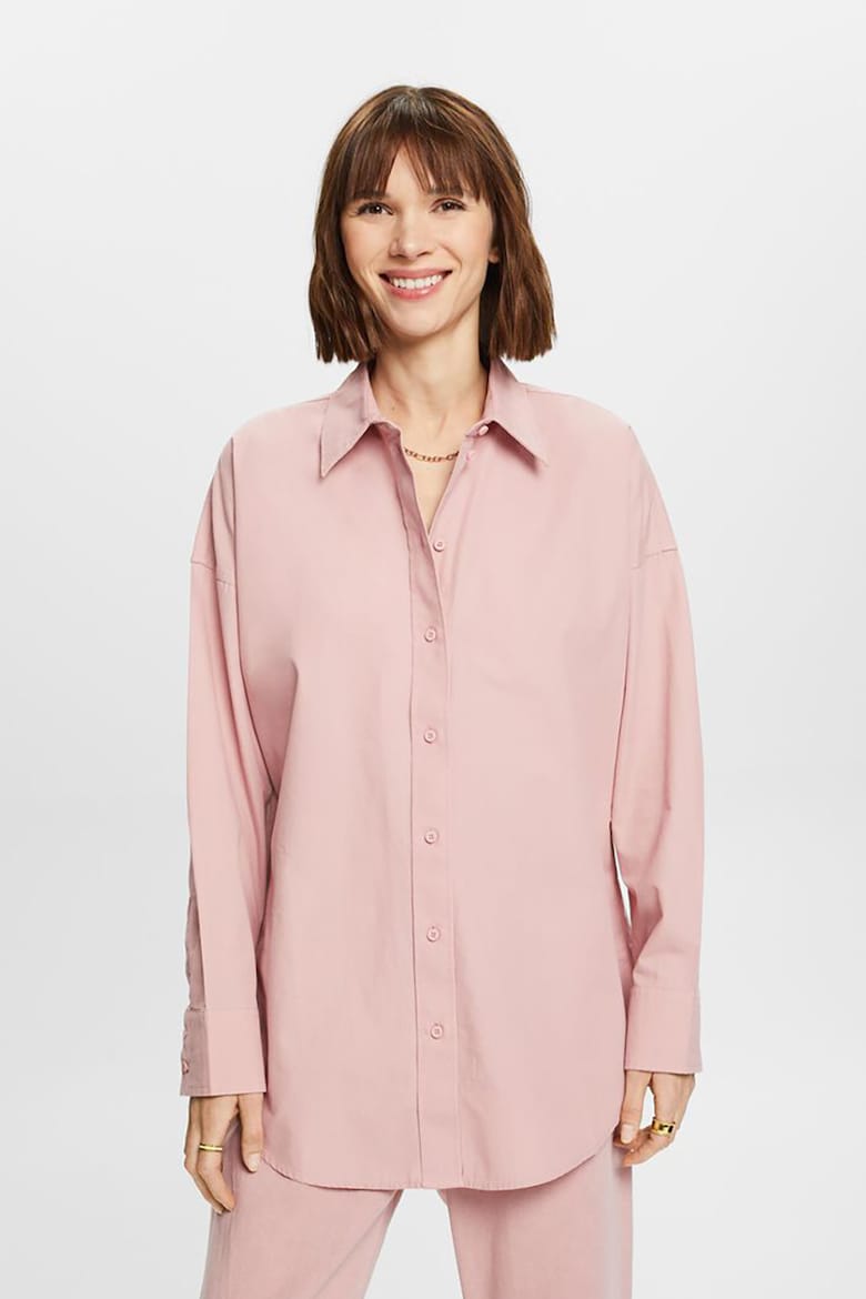 Свободная рубашка из поплина Esprit, розовый длинная свободная рубашка из хлопка esprit белый