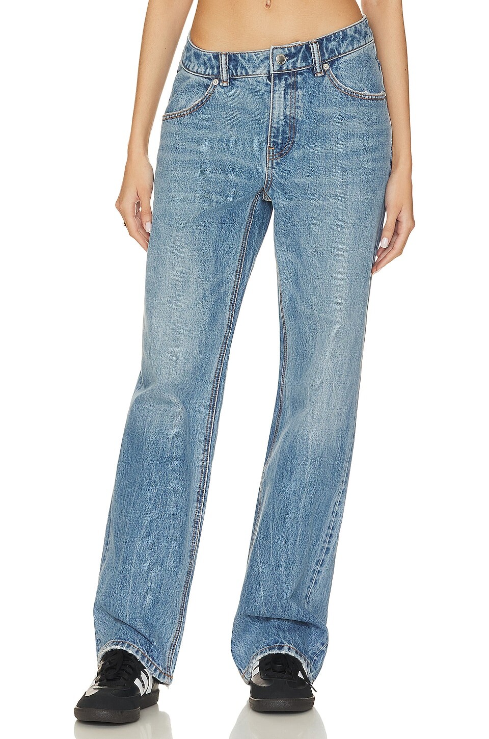 

Джинсы Alexander Wang Asymmetrical Waistband Slouchy, цвет Vintage Light Indigo