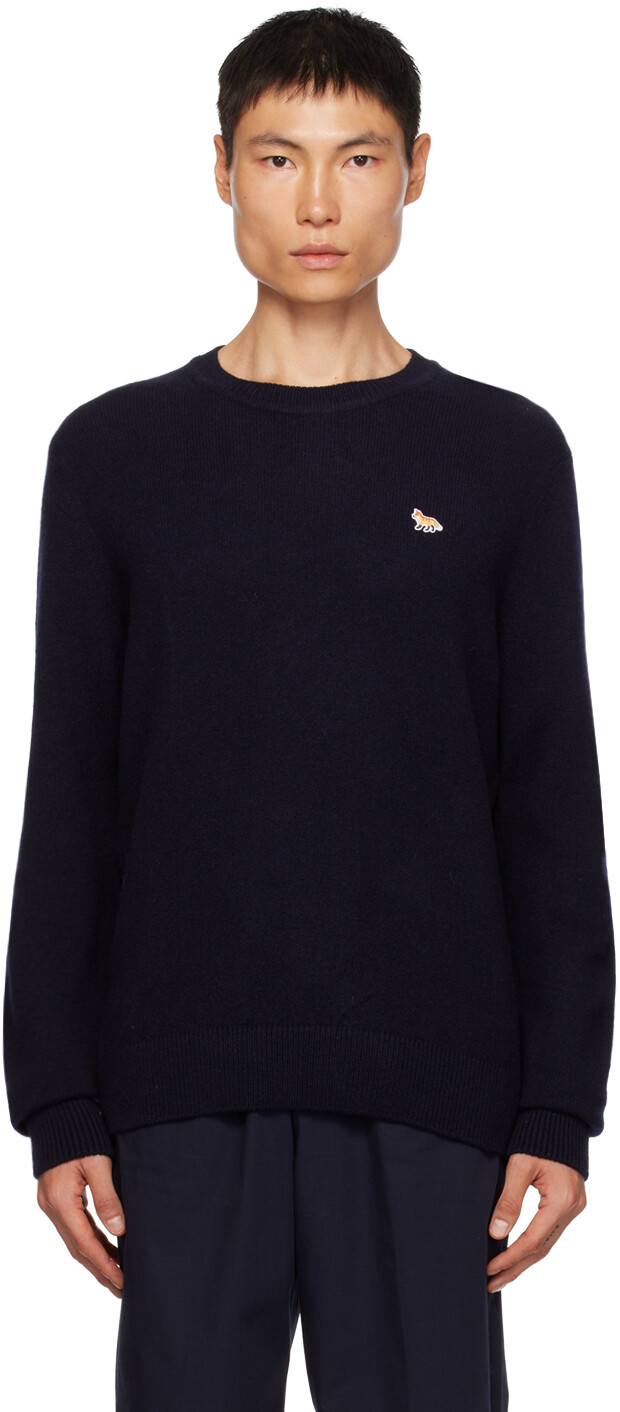 

Темно-синий свитер с нашивками Baby Fox Maison Kitsune