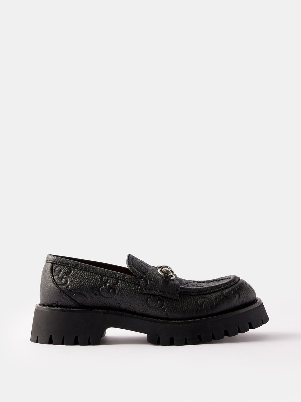 

Кожаные лоферы horsebit с тисненым узором gg Gucci, черный
