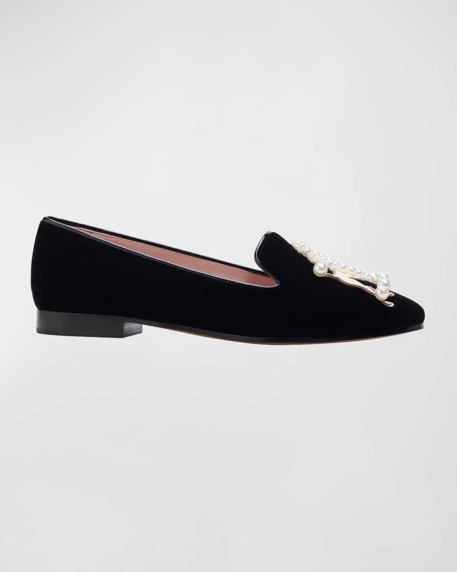 

Бархатные лоферы с жемчужным пуделем kate spade new york