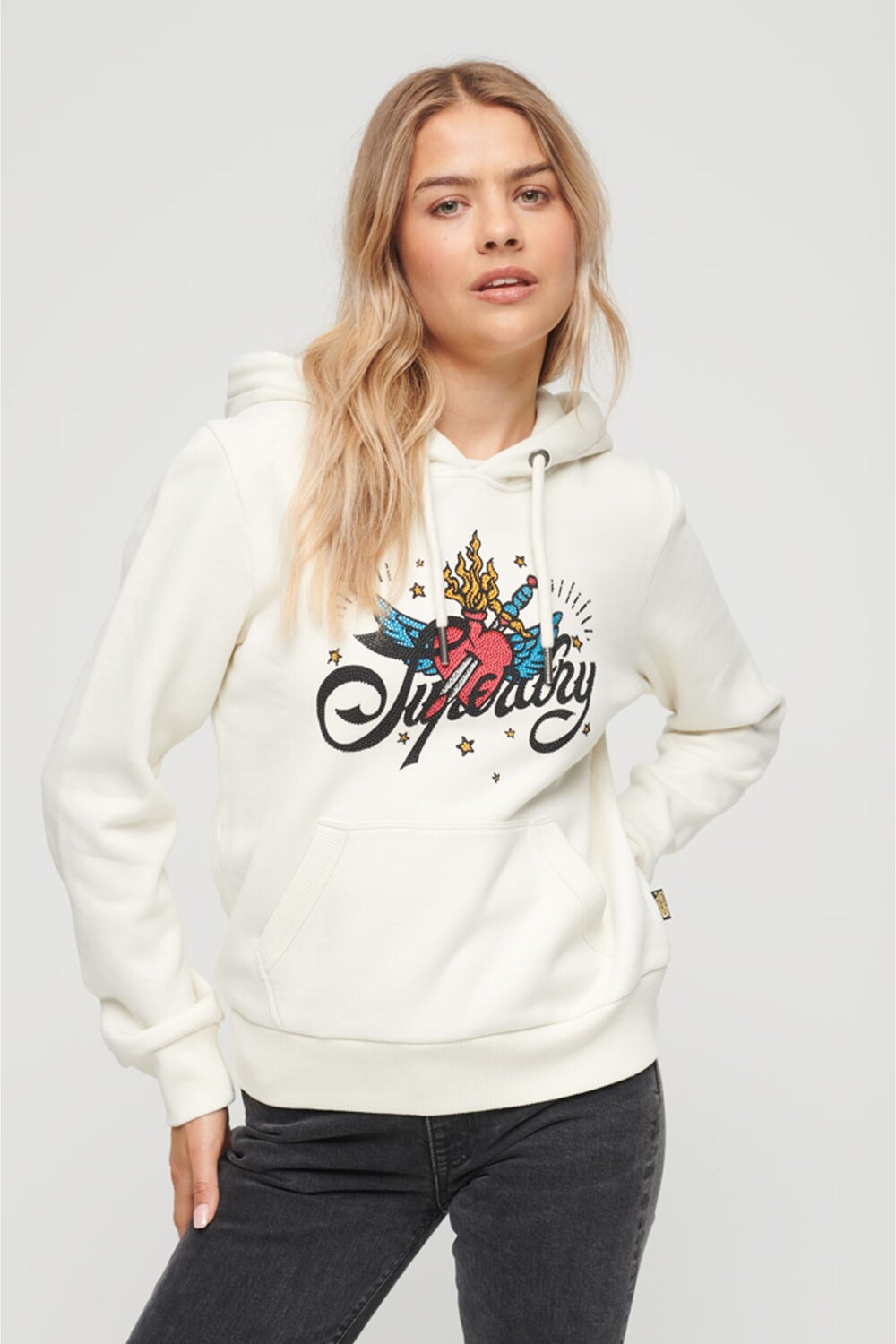 

Худи с надписью и мотивом татуировки Superdry, бежевый