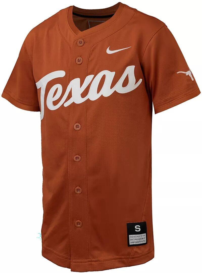 

Реплика бейсбольной майки Nike Youth Texas Longhorns Burnt Orange с полной пуговицей