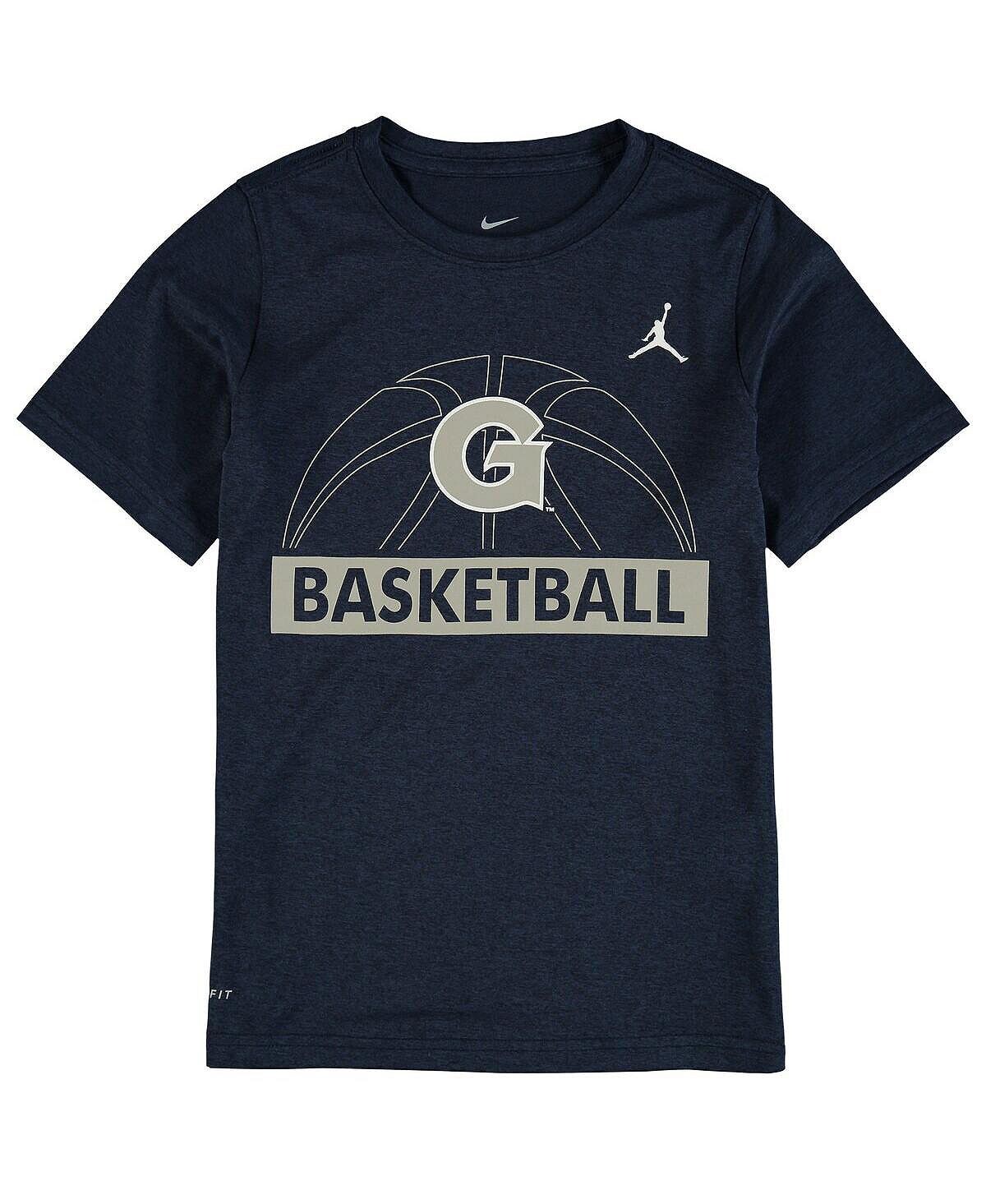 

Темно-синяя футболка Big Boys с баскетбольным мячом и логотипом Georgetown Hoyas Jordan