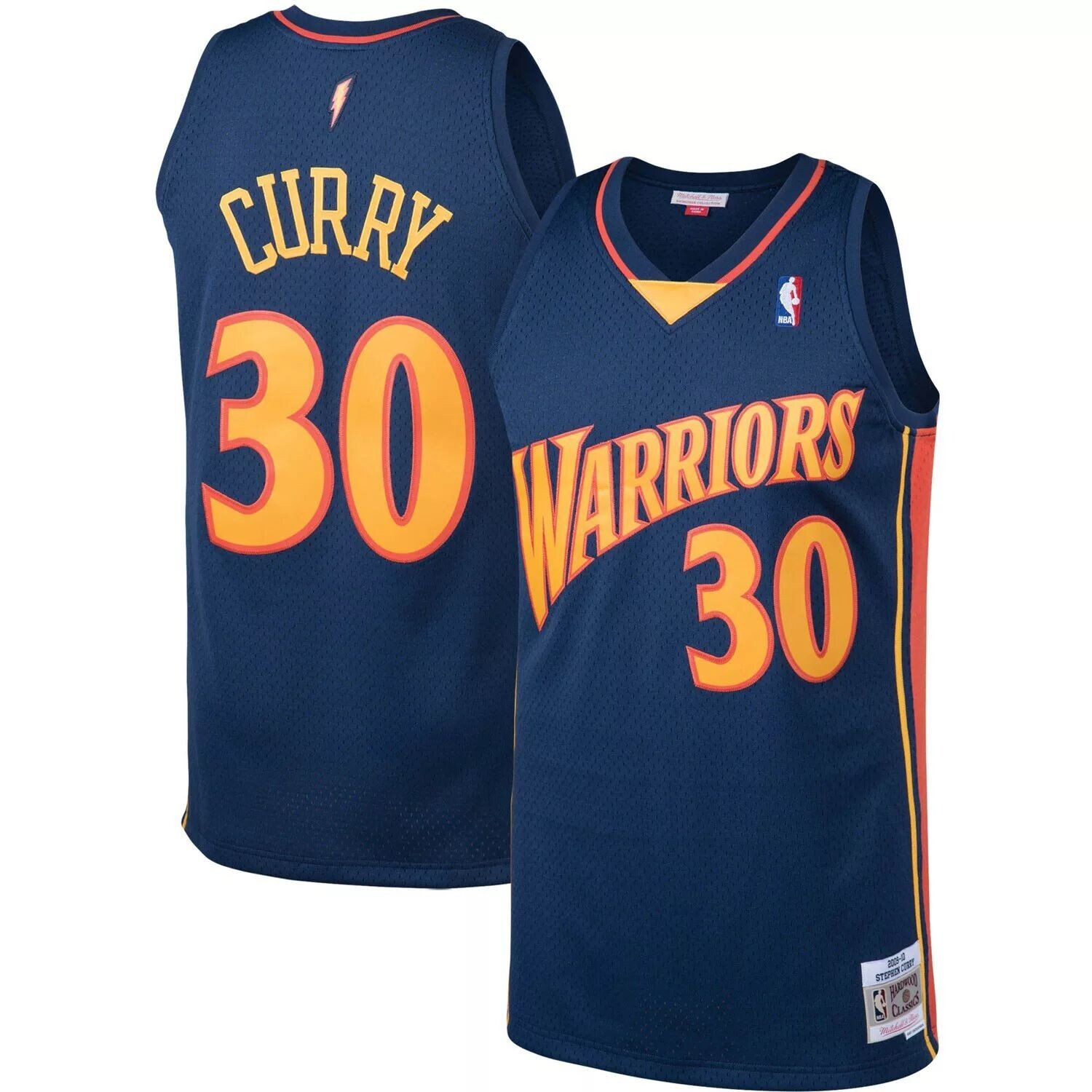 

Мужская футболка Mitchell & Ness Stephen Curry темно-синего цвета Golden State Warriors Big & Tall Hardwood Classics, Синий