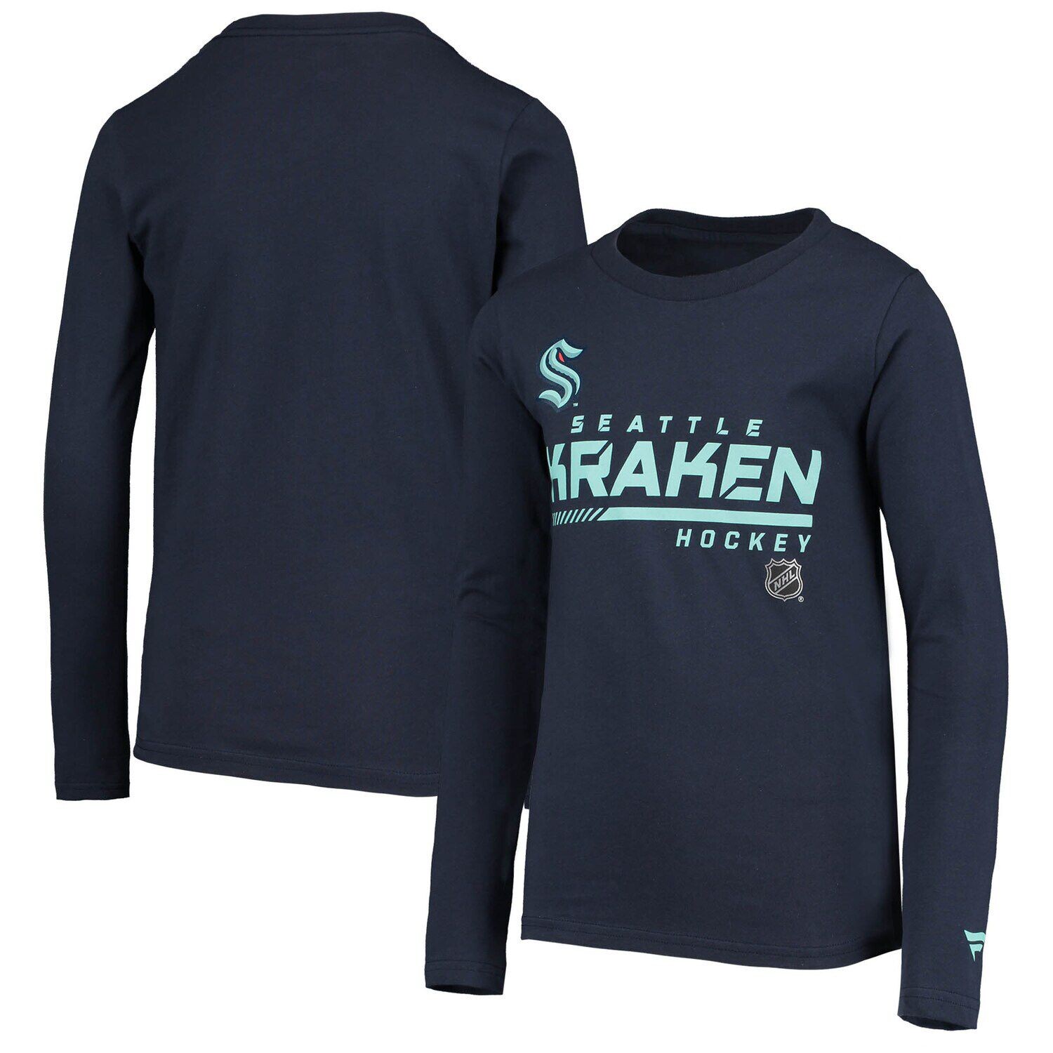 

Футболка с длинными рукавами Youth Fanatics Deep Sea Blue Seattle Kraken Authentic Pro Prime Fanatics