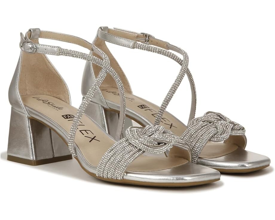 

Туфли LifeStride Captivate Strappy Block Heel Dress Sandals, серебряный, Серый