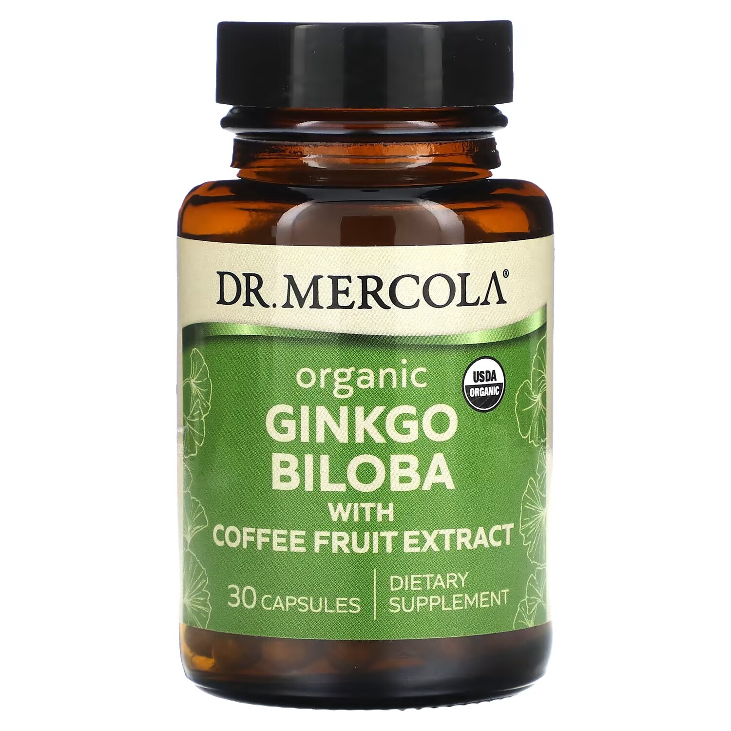 

Органический гинкго билоба Dr. Mercola с экстрактом плодов кофе, 30 капсул