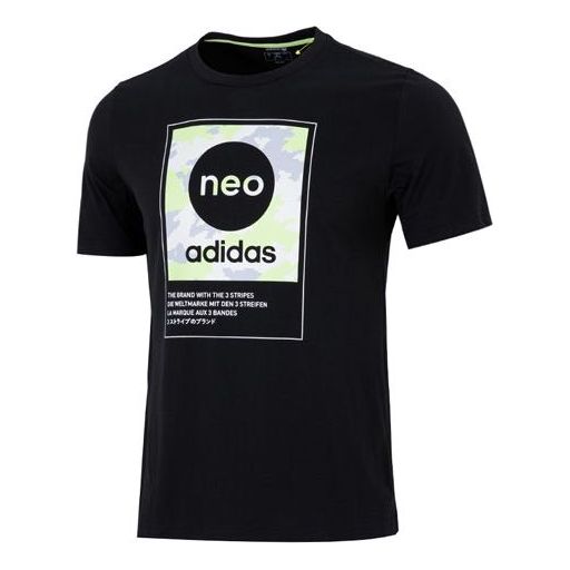 Футболка Men's adidas neo Sw Dig Logo T Athleisure Casual Sports Round Neck Large Logo Short Sleeve Black T-Shirt, мультиколор