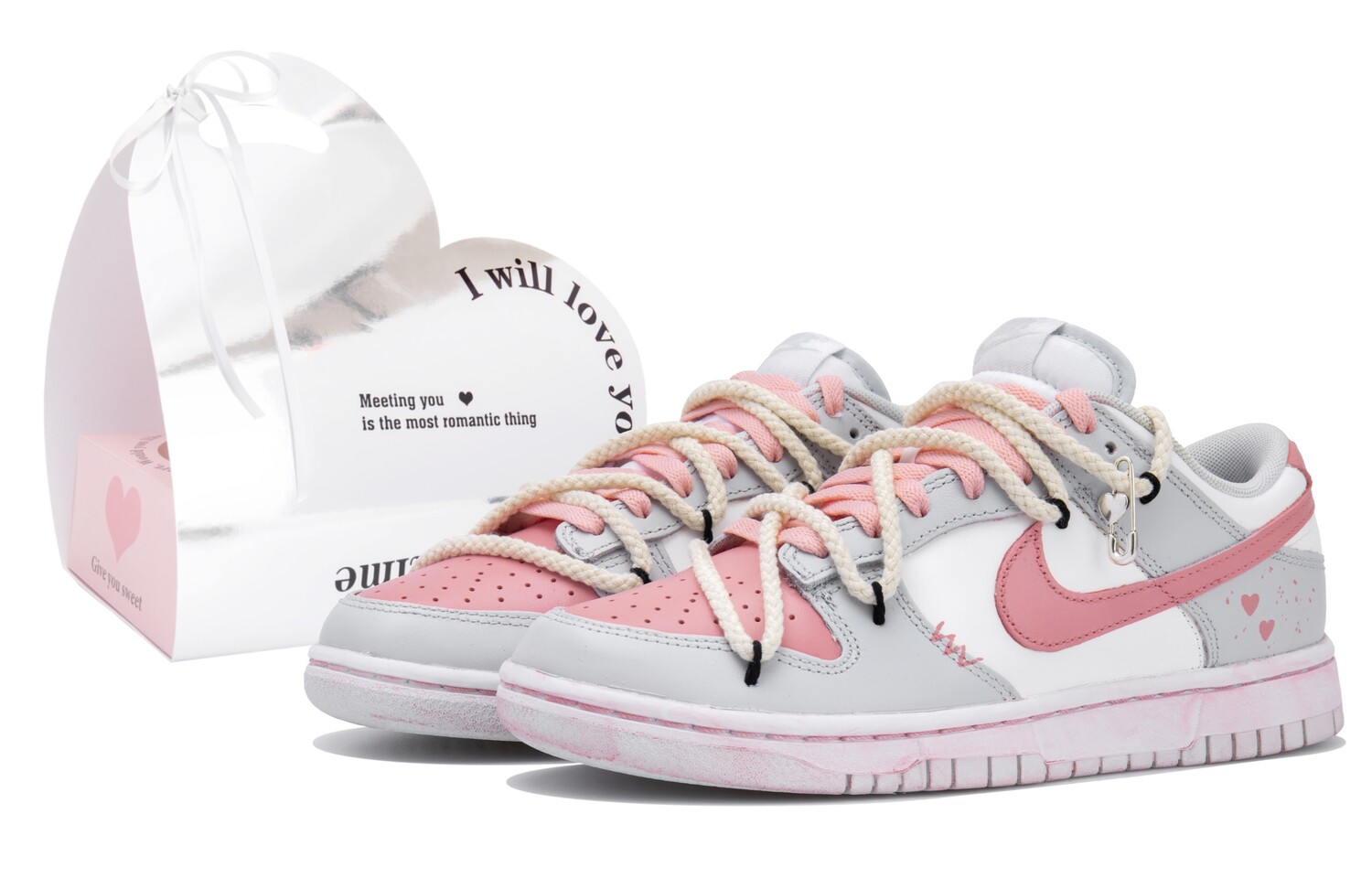 

Кроссовки для скейтбординга Dunk унисекс с низким верхом серо-розовый Nike, серый/розовый