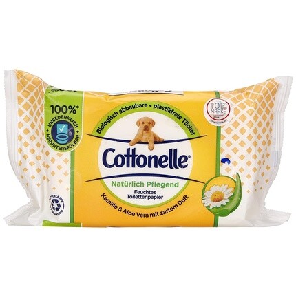 

Cottonelle Moist Натуральные питательные салфетки с ромашкой и алоэ вера с нежным ароматом, 42 салфетки
