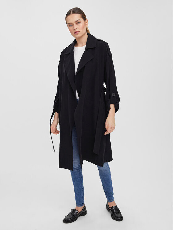 

Пальто из линя свободного кроя Vero Moda, черный
