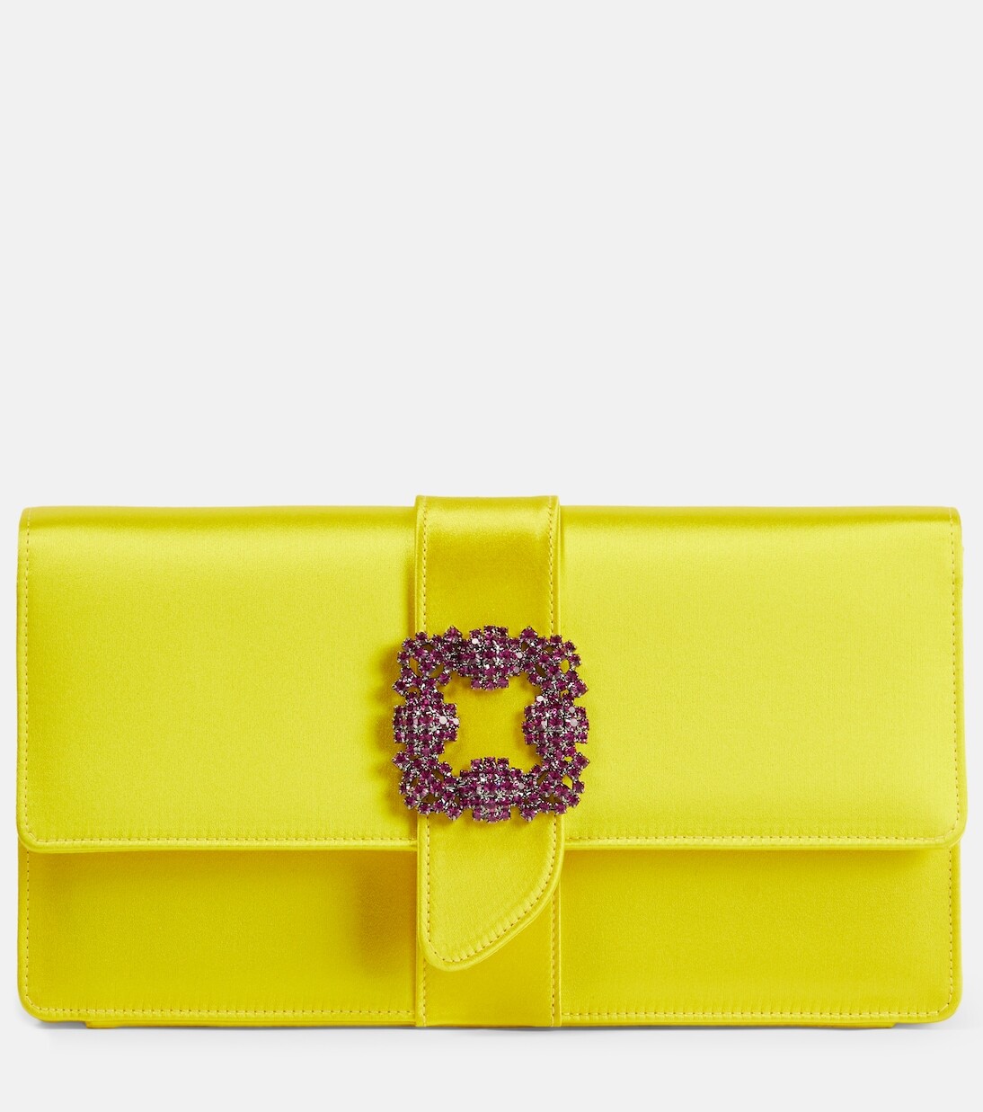 

Атласный клатч-капри с декором Manolo Blahnik, желтый