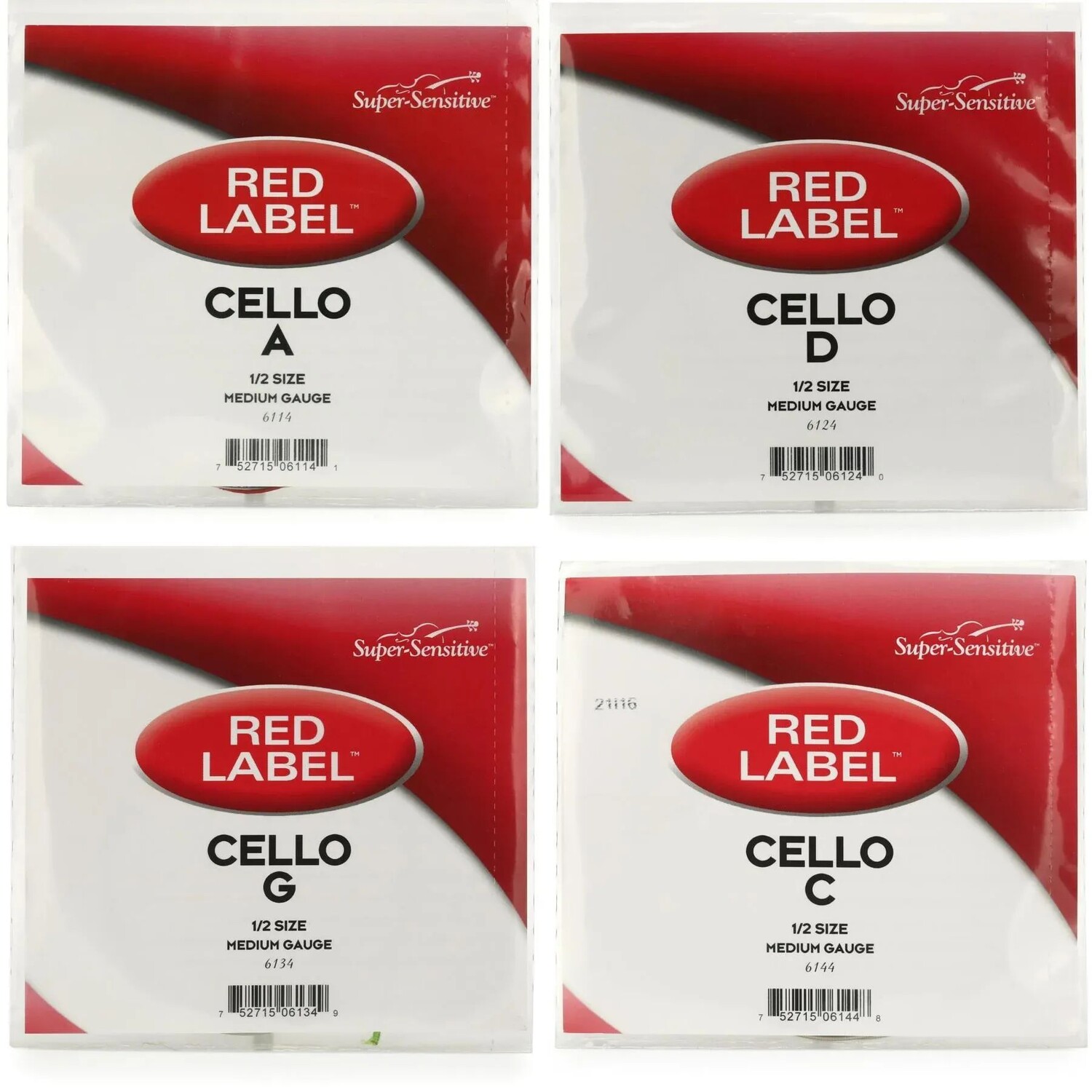 

Набор струн для виолончели Super-Sensitive 6114 Red Label — 1/2 размера