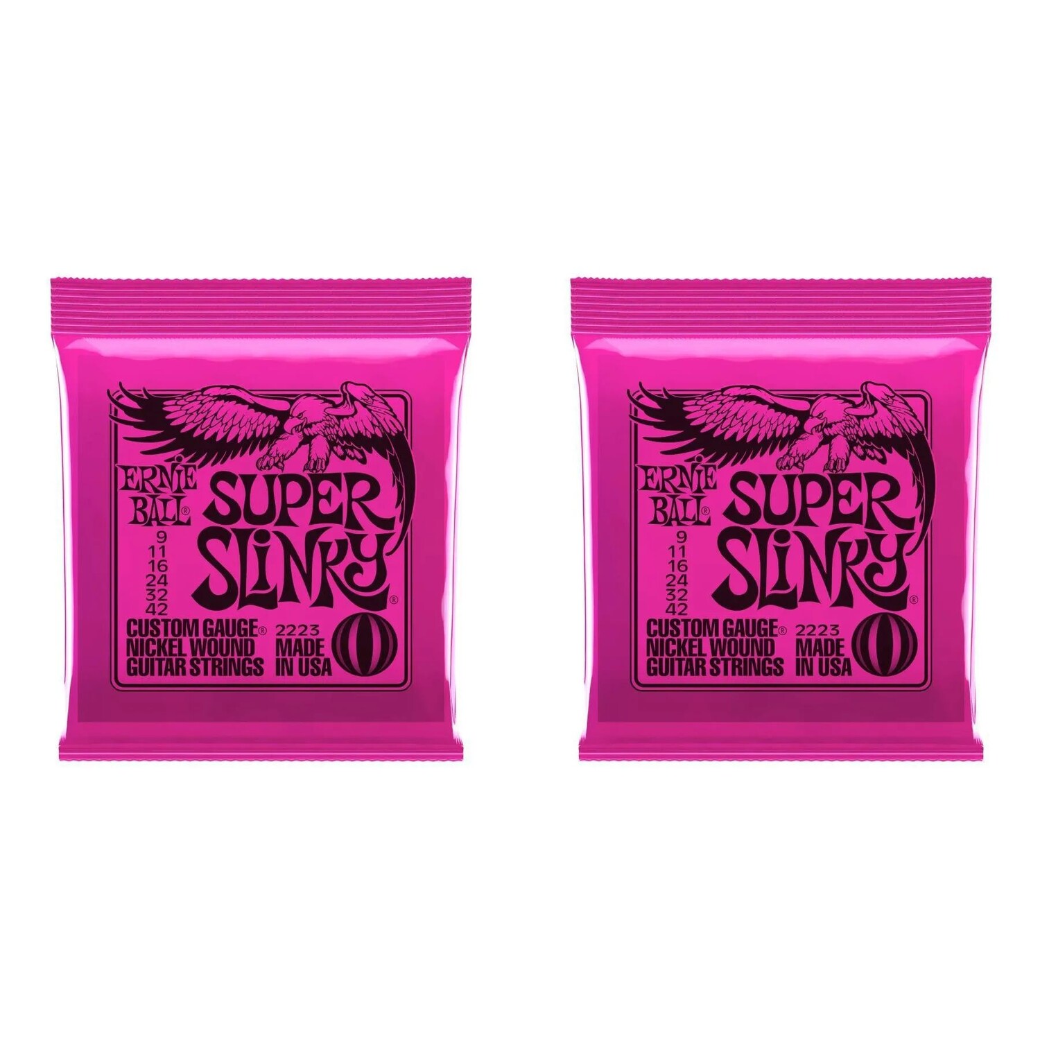 

Струны для электрогитары Ernie Ball 2223 Super Slinky с никелевой намоткой — .009-.042 (2 шт.)