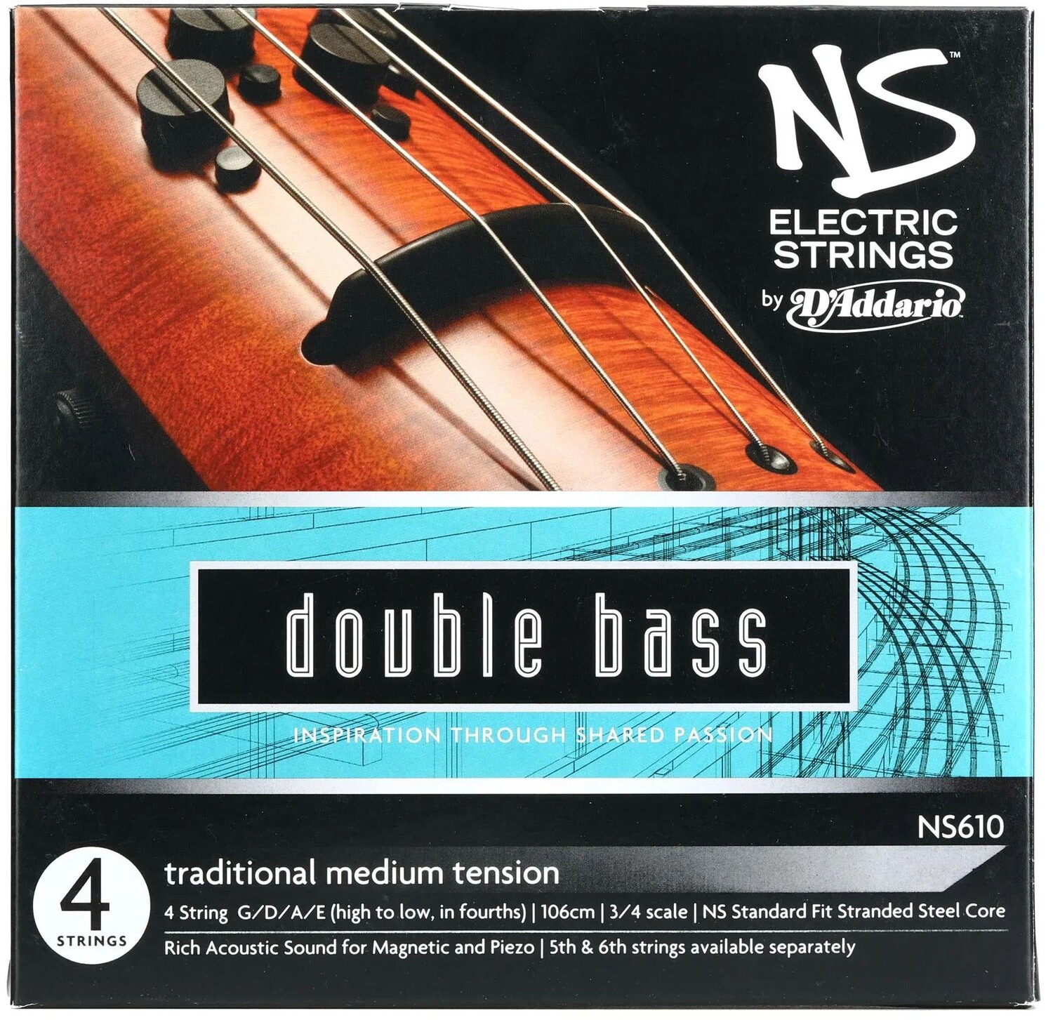 

D'Addario NS610 Набор струн для традиционного электрического контрабаса - мензура 3/4, средний