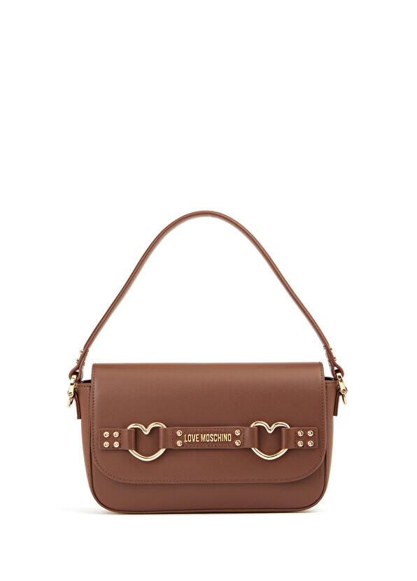 

Темно-коричневая женская кожаная сумка с логотипом Love Moschino