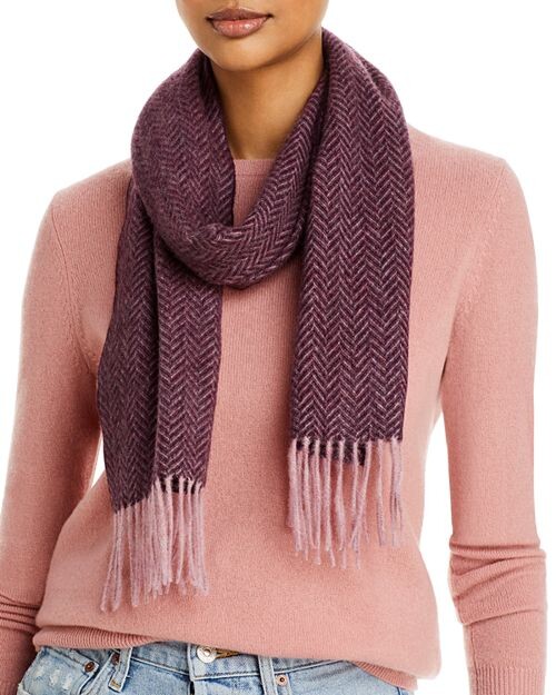 

Кашемировый шарф с узором «елочка» C by Bloomingdale's Cashmere, цвет Purple