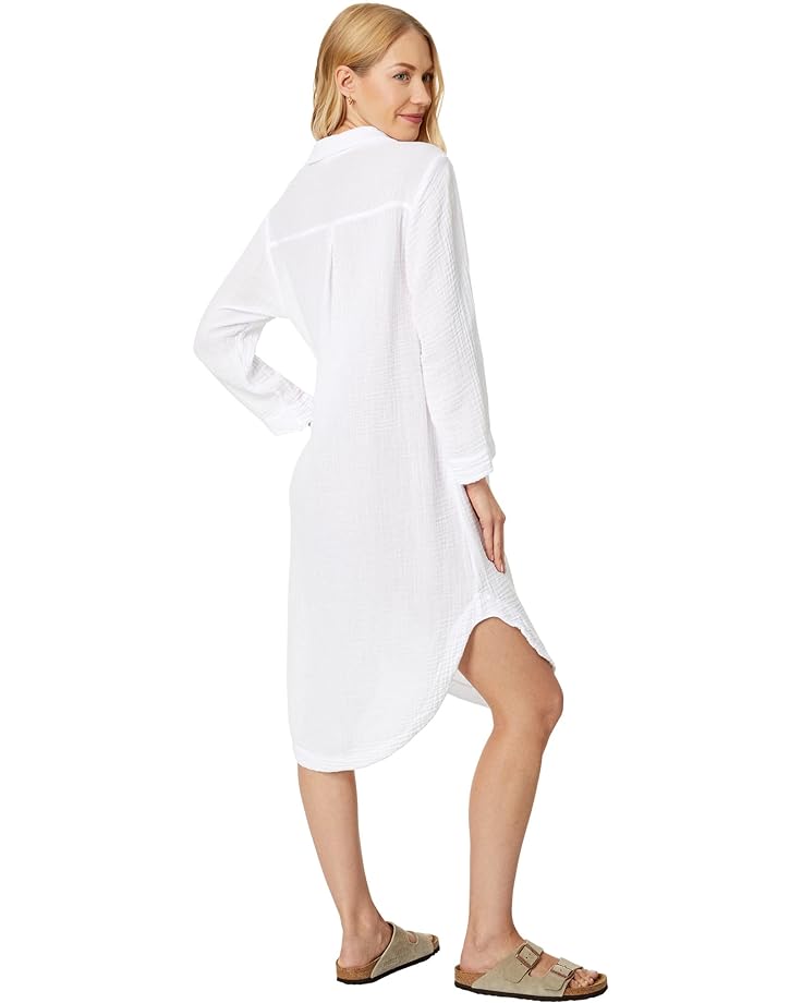 Платье SUNDRY Long Sleeve Shirttail Dress, белый платье sundry puff sleeve dress