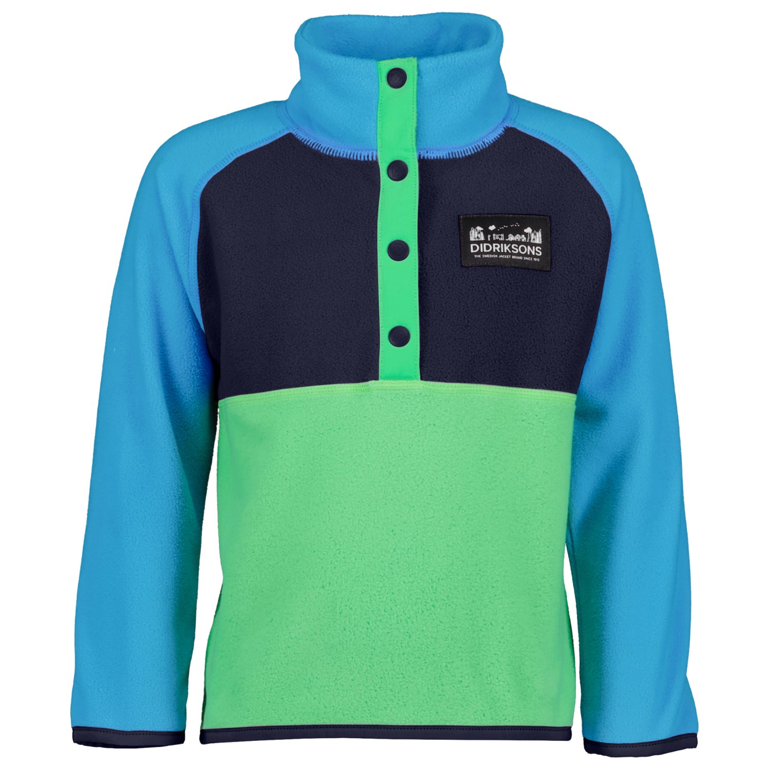 Флисовый свитер Didriksons Kid's Monte Half Button 3, цвет Frog Green