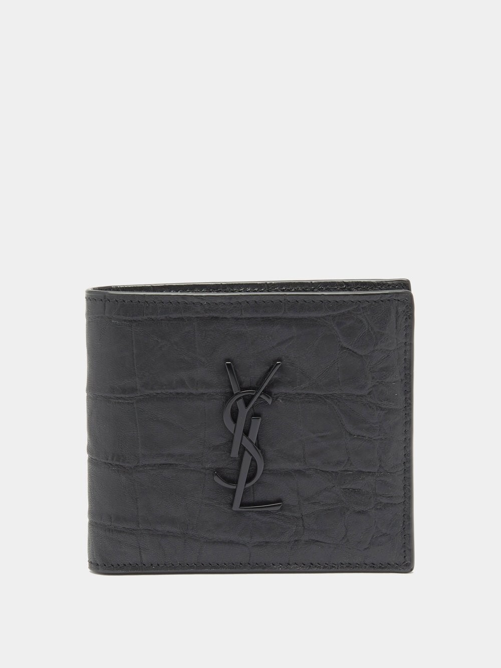 

Складной кошелек ysl из кожи с тиснением под крокодила Saint Laurent, черный