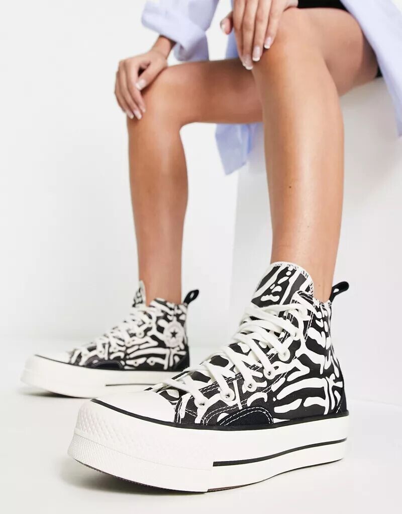

Кроссовки Converse Chuck Taylor All Star Lift Hi с зебровым принтом