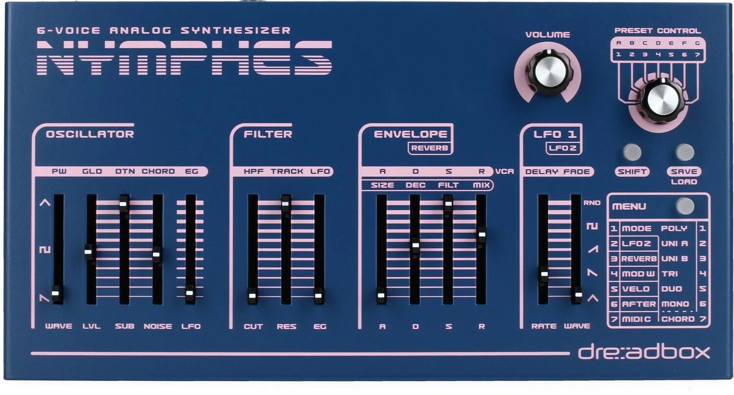 

6-голосный настольный аналоговый синтезатор Dreadbox Nymphes