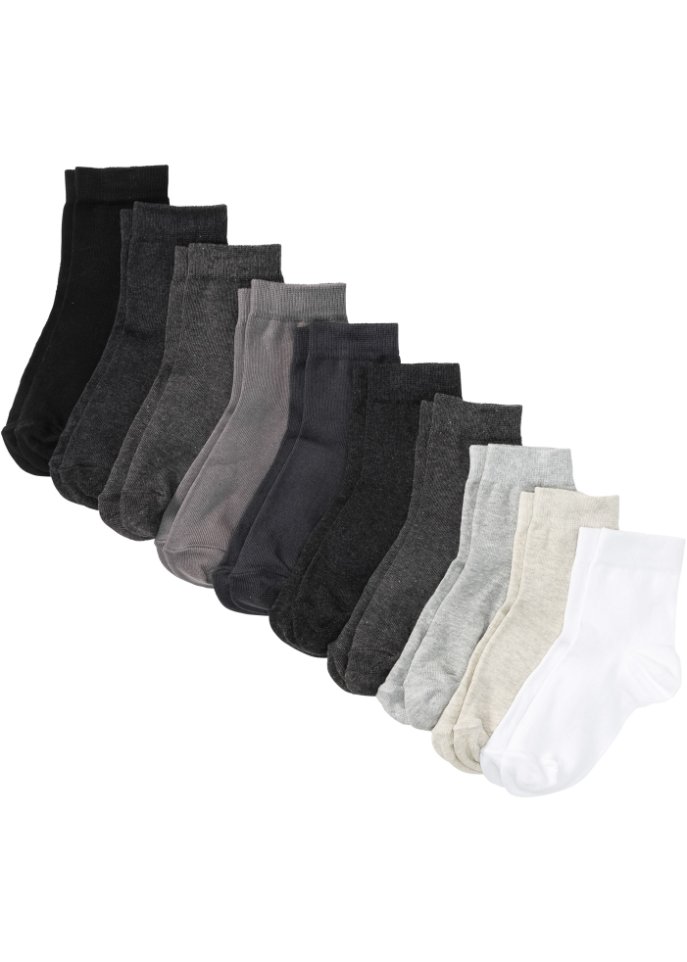 Короткие носки (10 шт) из натурального хлопка Bpc Bonprix Collection, серый
