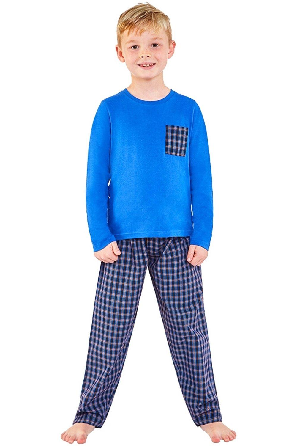 Пижамный комплект в длинную клетку для мальчика Bedlam, синий мужской компрессионный топ с длинными рукавами и длинные брюки для фитнеса и бега белый