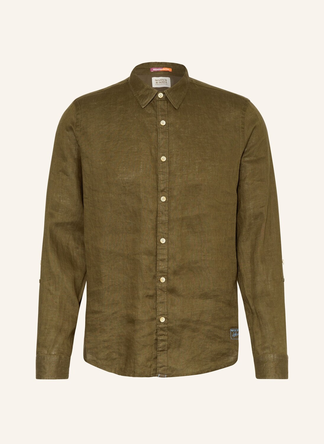 

Льняная рубашка комфортного кроя Scotch & Soda, хаки