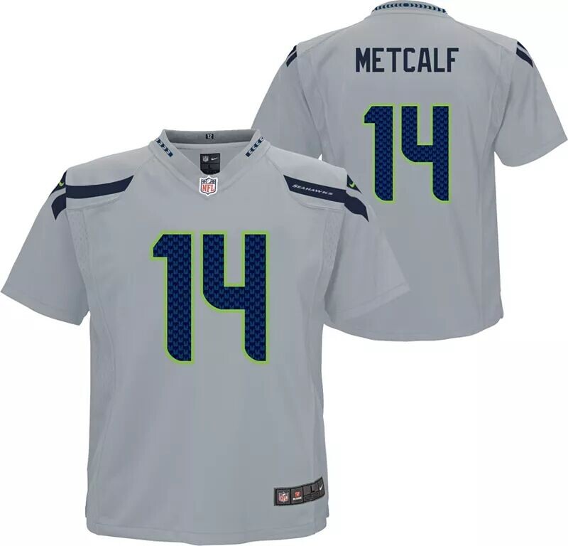 

Серый игровой Джерси Nike Little Kid's Seattle Seahawks DK Metcalf #14