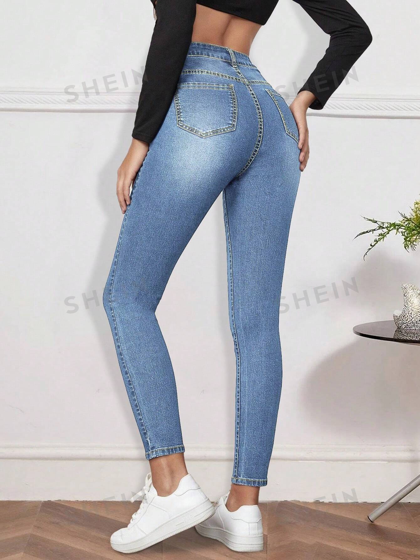 Женские облегающие сексуальные джинсы скинни с узкой стопой, средняя стирка