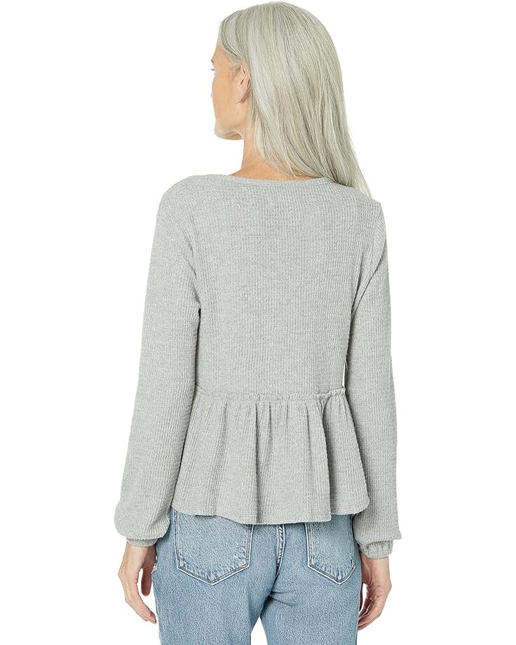 

Топ Lucky Brand Cloud Jersey Waffle Button Thru Top, цвет Light Heather Gray