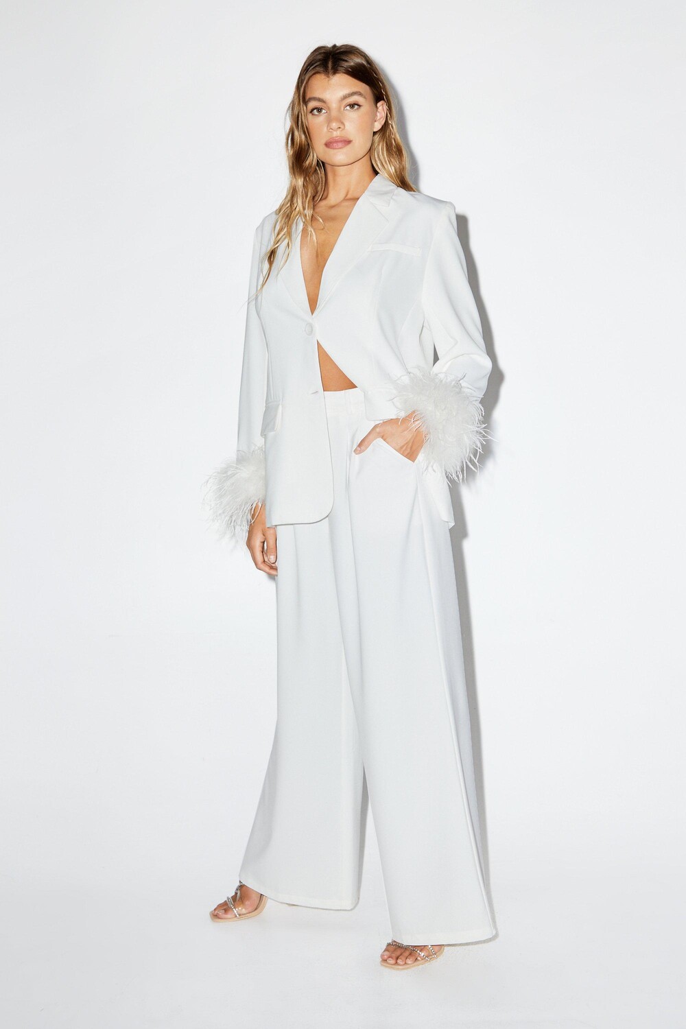 

Широкие брюки со складками Nasty Gal, белый