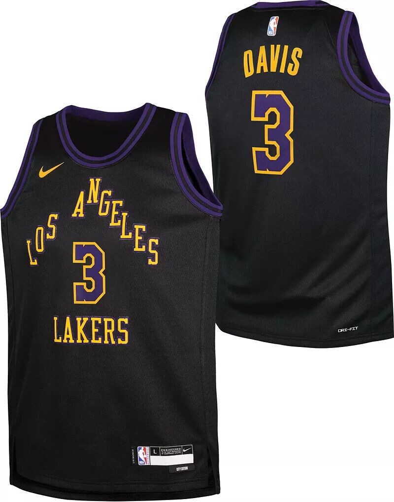

Черная майка Nike Youth 2023-24 City Edition Los Angeles Lakers Anthony Davis #3