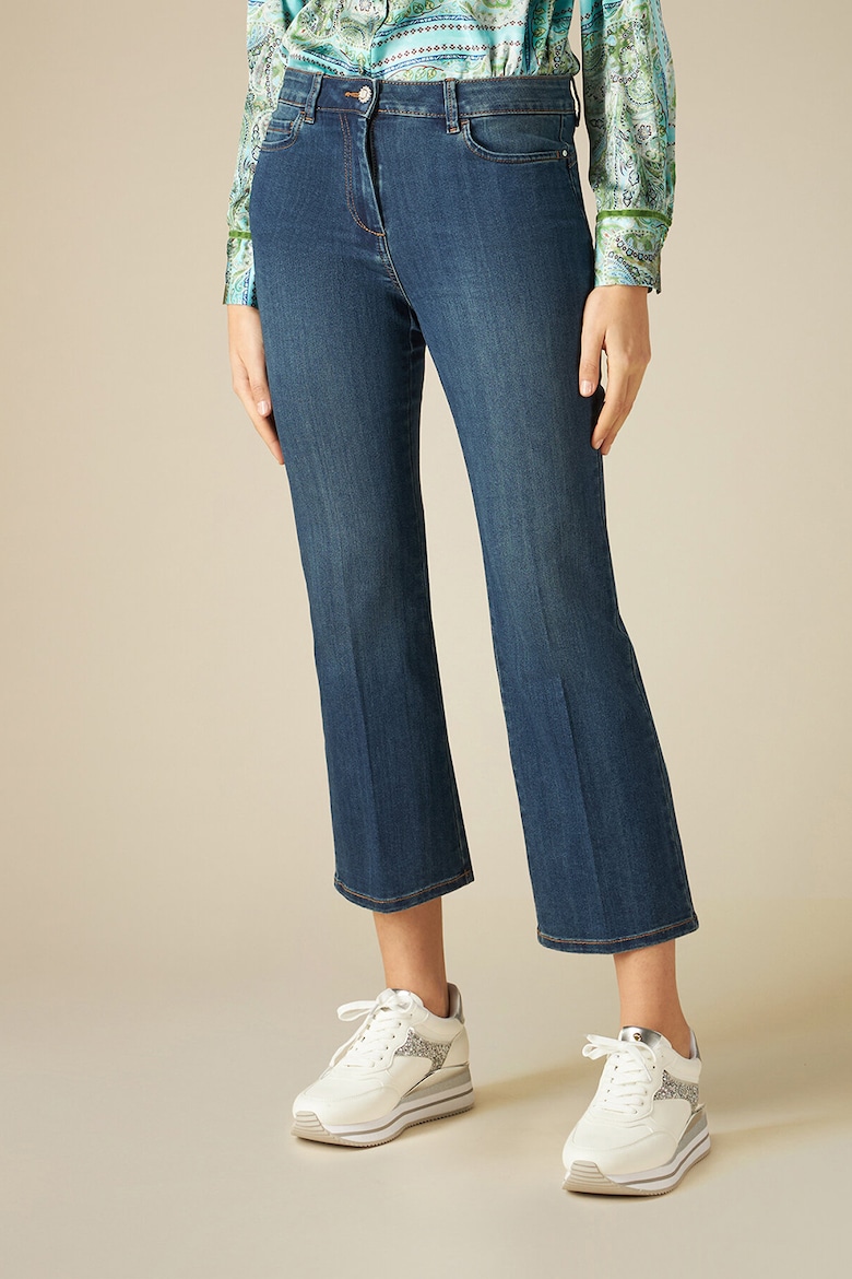 Слегка укороченные джинсы с завышенной талией Oltre, синий укороченные джинсы oltre серый