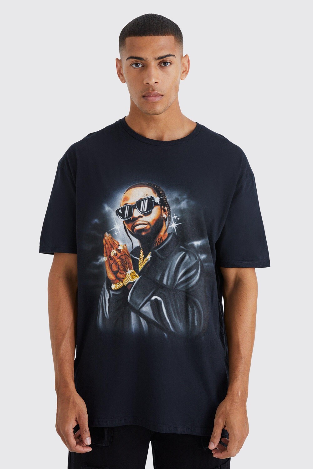 

Футболка оверсайз pop smoke license Boohoo, черный