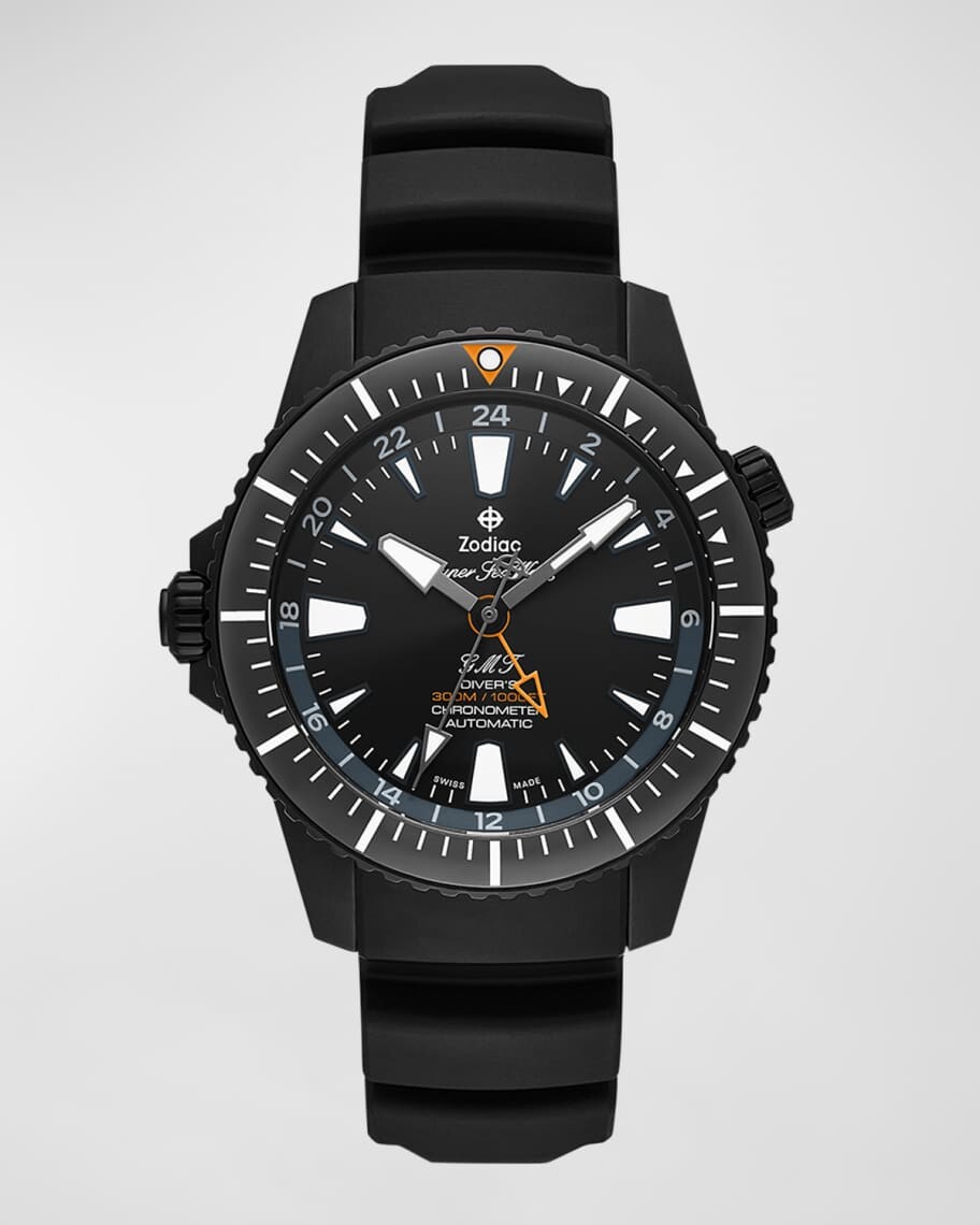 

Мужские часы Super Sea Wolf LHD Pro-Diver GMT с резиновым ремешком, 42 мм ZODIAC