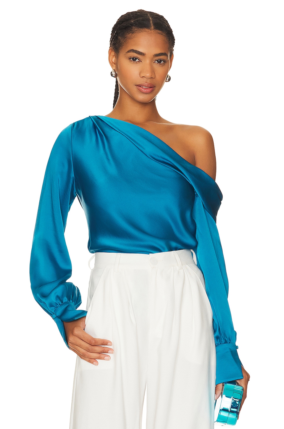 

Топ SIMKHAI Alice One Shoulder, цвет Phthalo Blue