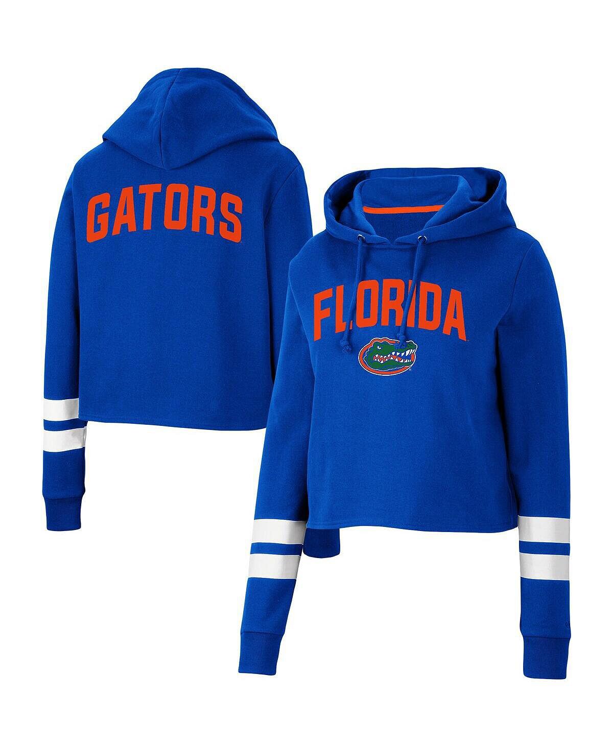 

Женский укороченный пуловер с капюшоном в полоску Royal Florida Gators Throwback Colosseum