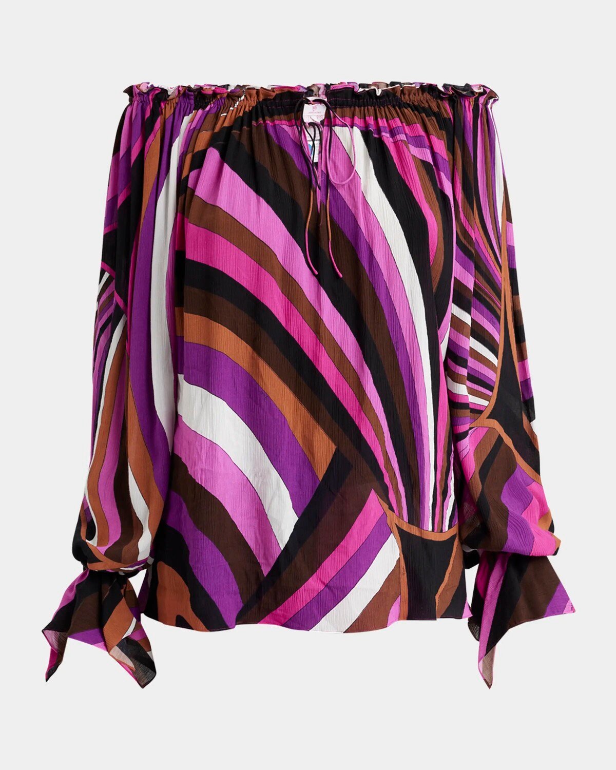 

Блузка с открытыми плечами и длинными рукавами Emilio Pucci, цвет Fuxia Marrone