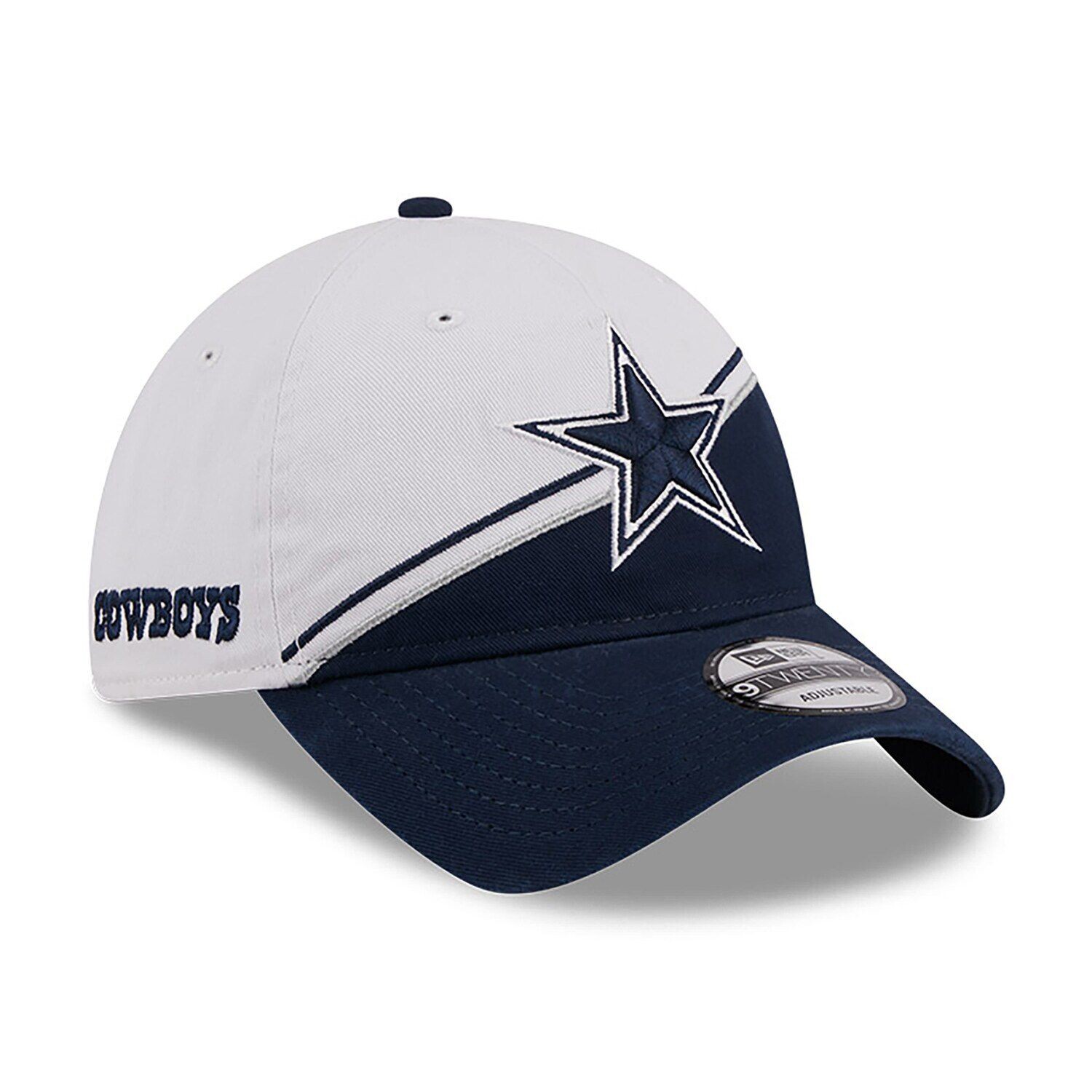 

Мужская регулируемая кепка New Era белый/темно-синий Dallas Cowboys 2023 Sideline 9TWENTY