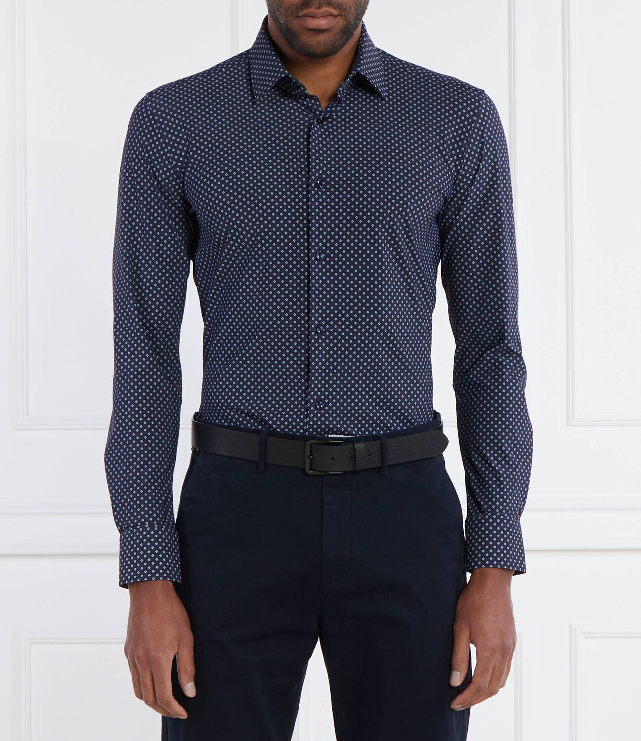 

Рубашка BOSS BLACK P-HANK Slim Fit, темно-синий